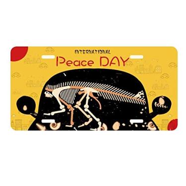 Imagem de DIYthinker Placa de carro com ossos de dinossauro em miniatura para decoração de carro, dia da paz