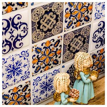 Imagem de Pastilha Adesiva Azulejo Português Resinada Kit 4 Placas