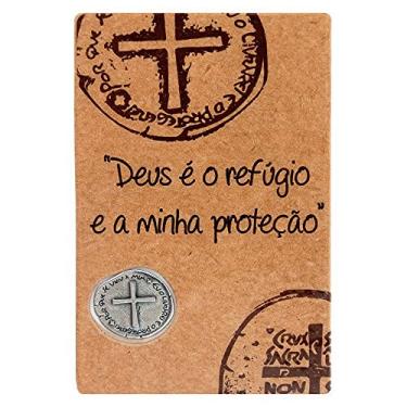 Imagem de Cartão Lembrança Pingente Medalha Das Duas Cruzes Com Oração