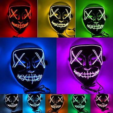 Imagem de Decoração de Halloween Máscara LED Acende Máscara de Néon de Festa Máscara de Terror Cosplay Para Decoração de Festa de Halloween Acessórios Acessórios