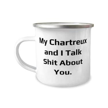 Imagem de My Chartreux and I Talk Shit About You. Caneca de campista de 355 ml, presente de gato Chartreux de amigos, perfeita para amigos