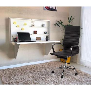 Imagem de Conjunto Escrivaninha Retrátil Branca + Cadeira Esteirinha Com Relax -
