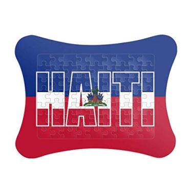 Imagem de Moldura de quebra-cabeça com nome da bandeira do país do Haiti, enfeite de quebra-cabeça