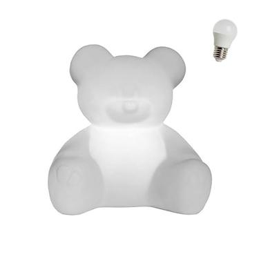 Imagem de Luminária Abajur Infantil Urso Ursinho Teddy Branco com Lâmpada LED