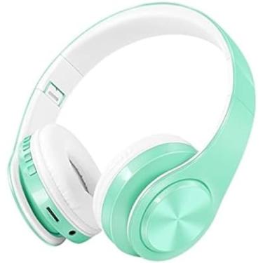 Imagem de Fones De Ouvido Bluetooth Headset Fones De Ouvido Sem Fio Com Suporte Para Cartão SD Com Reprodução De Microfone 20 Horas Eletrônica,Verde Suave,P 52x30x20cm,Hilarious123