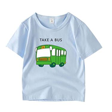 Imagem de Top Big Kids Summer Toddler Boys Girls Camiseta de manga curta Design de carro de desenho animado para bebês meninas tamanho 3, Azul, 12-18 Months