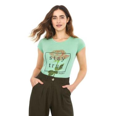 Imagem de Camiseta Feminina Malha Collection Stay True Polo Wear Verde Médio