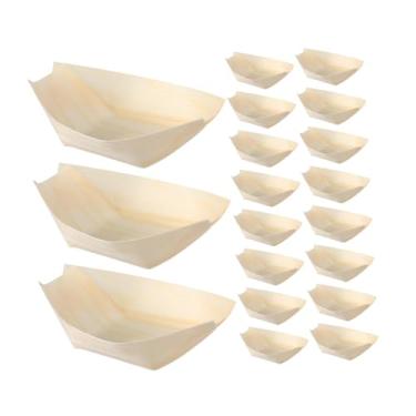 Imagem de Zerodeko 50 Unidades Prato de sushi em formato de de sushi descartável bandeja de servir de madeira Bandeja de madeira tigelas de madeira bandeja de servir de sushi Comida Japão