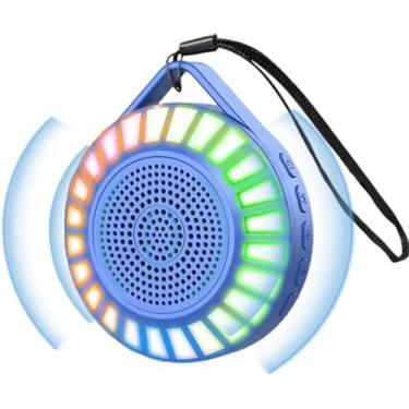 Imagem de Alto-falante subwoofer portátil, alto-falante azul sem fio interno com luz LED, mini reprodutor de música portátil USB 80HZ-18KHZ para festas ao ar livre, casa, parque/619 (Color : Blue)