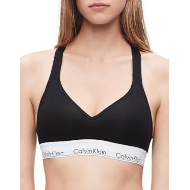 Imagem de Calvin Klein Sutiã feminino moderno de algodão levemente forrado sem fio, Preto, GG