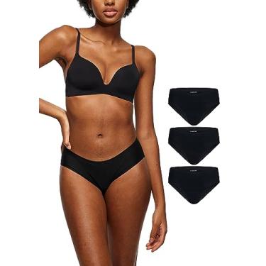 Imagem de Roupa íntima feminina à prova de vazamento 2.0 sem costura | Calcinha de período com capacidade para 6 absorventes internos | Roupa íntima leve à prova de vazamento para incontinência (P/M, 3-preta)
