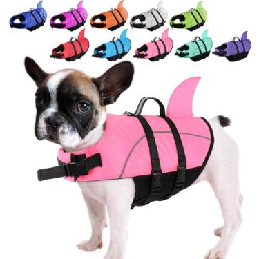 Imagem de Queenmore Colete salva-vidas para cães pequenos, colete salva-vidas de tubarão para natação, preservador de vida leve para filhotes de cachorro para passeios de barco, canoagem, salva-vidas refletivo