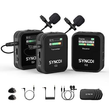 Imagem de SYNCO Microfone Lavalier sem fio, G2(A2) 2,4 G, transmissor duplo, 48 KHz, 24 bits, microfone de lapela de 1,5 m e 8H, para aulas online, Vlog, YouTube, para câmera, smartphone, tablet