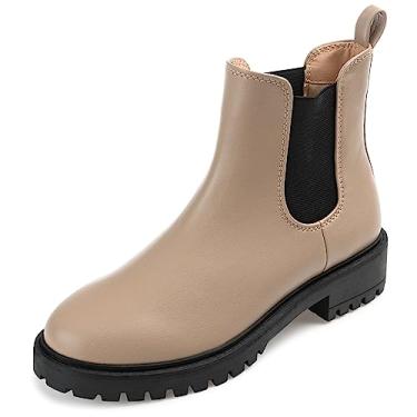 Imagem de Journee Collection Womens Kenova Round Toe Block Heel Chelsea Booties Taupe 7 Medium WOMENS US