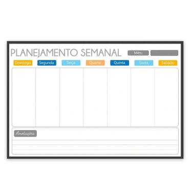 Imagem de Quadro Planner 90x60 cm Semanal Light e Mensal Gray Moldura Madeira Preto