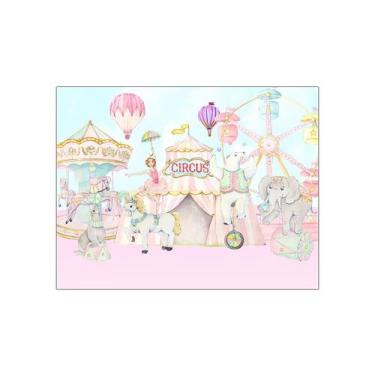 Imagem de Painel de Festa Horizontal 1,55 X 1,20 - Animais Circo Rosa 002 - Via 