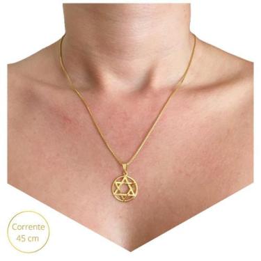 Imagem de Correntinha Feminina com Pingente Estrela de Davi Folheada a Ouro 18k 