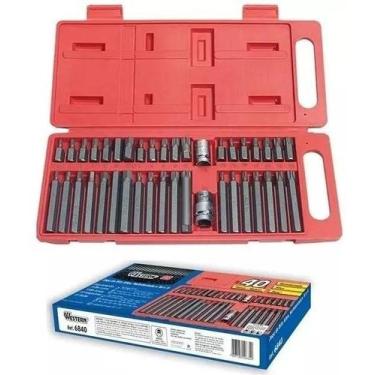 Imagem de Kit Chaves de Impacto P/ Pneumática Allen Torx Multidentada - Western,