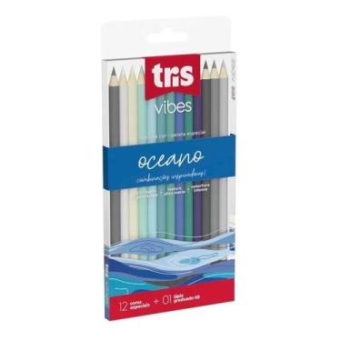 Imagem de Lápis de Cor Tris Vibes Oceano 12 Cores + Lapis Graduado 6B