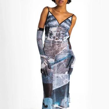 Imagem de Vestido com Fenda Mesh Tule Jeans  Blue Jeans Dario Mittmann, G