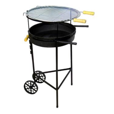 Imagem de Churrasqueira Redonda Grelha e Carrinho com Rodas 66x55x42cm - Ouro Mi