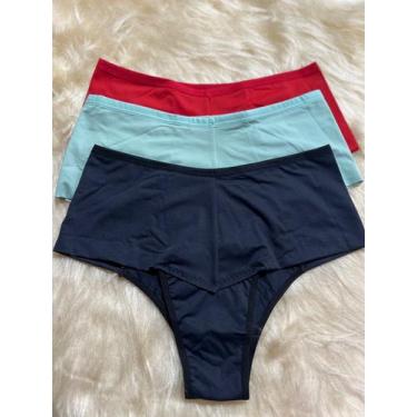 Imagem de kit 3 Calcinhas Cós Alto Duplo Gestante Firma Barriga - ROUPA DE DORMI