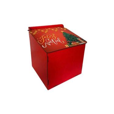 Imagem de Porta Panetone Vermelho Natal MDF - MDF AMA