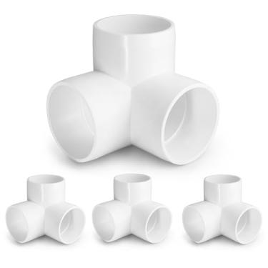 Imagem de Encaixes de tubulação de PVC de 3 vias, 5 polegadas, encaixe em T de saída lateral de canto de cotovelo de PVC branco Zernmiarder SCH40, conectores de tubulação de grau de móveis - Serve para tubos de
