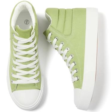 Imagem de POVOGER Tênis de cano alto feminino, branco, cano alto, lona, preto, moderno, casual, cadarço, Cinza, 34