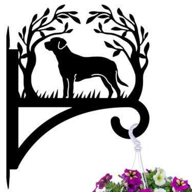 Imagem de Peacoblue Ganchos de ferro para pendurar plantas internas ao ar livre, vaso de samambaia, alimentador de pássaros, sino de vento, 30,5 x 40,6 cm, suporte de parede de metal resistente ao clima para