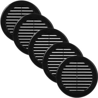 Imagem de Vent Systems Capa de ventilação Soffit preta de 10 cm – Pacote com 5 – Tampa de grade – Tela embutida para insetos – Ventiladores HVAC para banheiro, escritório em casa, cozinha