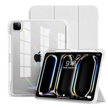Imagem de GKABXY Nova capa para iPad Pro de 11 polegadas (M4) 2024 com suporte para lápis, capa traseira transparente 2 em 1 para iPad Pro de 11 polegadas, compatível com Pencil Pro e Pencil (USB-C) e