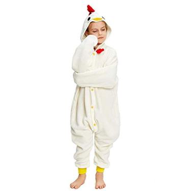 Imagem de CANASOUR Pijama infantil unissex anime Halloween para meninas 4 anos de idade pijama de Natal peça única fantasia festa cosplay pijama, Frango, 10-12 Years