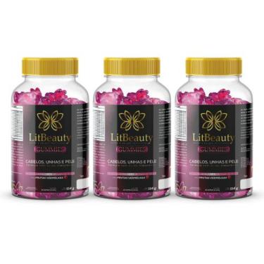 Imagem de Kit 03 Gummies LitBeauty: Cabelos, Unhas, Pele Com Ácido Hialurônico -