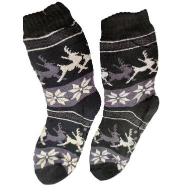 Imagem de kit 2 Meias Térmica Masculina de Lã Quentinha Inverno Forrada Pelinho 