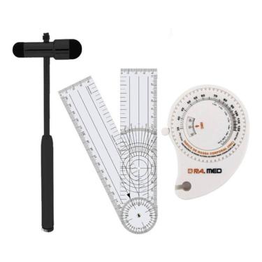 Imagem de Kit Martelo Reflexo Buck Preto + Goniômetro + Fita Antropométrica