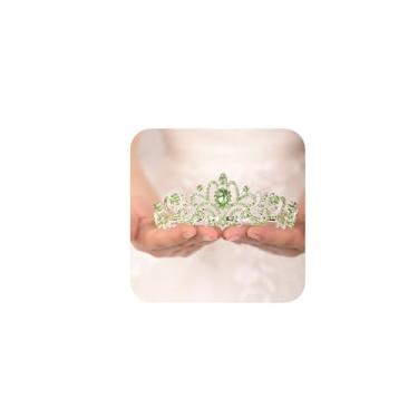 Imagem de JWICOS Tiara e coroa de strass verde esmeralda para mulheres, elegante coroa de cristal com pentes, coroa de aniversário de princesa para meninas, casamento, formatura, festa de aniversário,