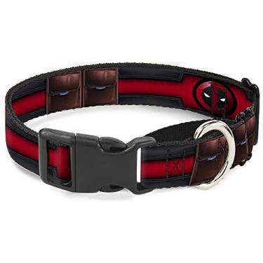 Imagem de Coleira para cães martingale Deadpool cinto utilitário bolsos preto vermelho marrom 23 a 38 cm de largura 2,5 cm