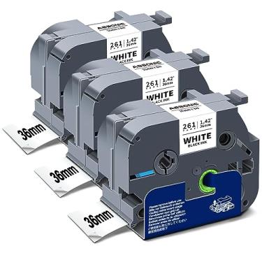 Imagem de Fita de reposição de etiqueta compatível com absônico para Brother TZE Tape Tze-261 36 mm 1,42 polegadas cartucho de etiqueta laminada preto em branco para P-Touch PT530 PT550 PT3600 PT9500PC PT9600 PT9700PC PT9800PCN, pacote com 3