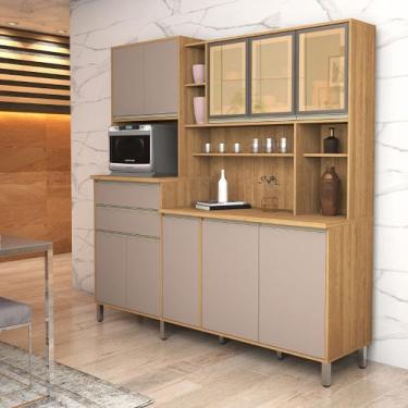 Imagem de Armário Gabi Cozinha Completa Compacta MDF Vidro Reflecta - Sambare Mo
