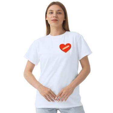 Imagem de Camiseta Coração Band Aid Curativo Camisa Personalizada Blusa Adulto A