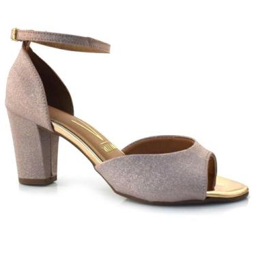 Imagem de Sandália Feminina Vizzano Glitter Salto Blocado, Rosê, 35