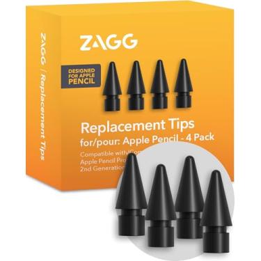 Imagem de ZAGG Replacement Tips for Apple Pencil 1st Gen, 2nd Gen, & USB-C - Pack of 4, Smooth Writing, Perfect Friction, Black