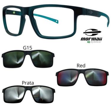 Imagem de Oculos Mormaii Swap 5 6127 K04 Verde Fosco Com 3 Clipons, G15, Prata, 