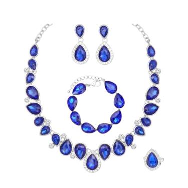 Imagem de CSY Conjunto de anéis elegantes para noivas, brincos e pulseiras, para noiva, dama de honra, gota de lágrima, cristal, casamento, formatura, fantasia, bijuteria, conjuntos para mulheres, Liga de cobre