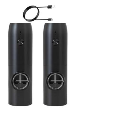 Imagem de Kit 2 Moedor Elétrico Automático De Aço Ajustável Gourmet Sal Grosso Pimenta Tempero Cafe Graos Triturador Temperos Recarregável via USB Portatil (Sem suporte)