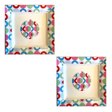 Imagem de Jogo C/2 Travessas Geométricas 25x25cm - Porcelana