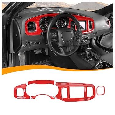 Imagem de Hoolcar Tela interna de 8,4 polegadas painel de console central para Dodge Charger 2015-2020, vermelho