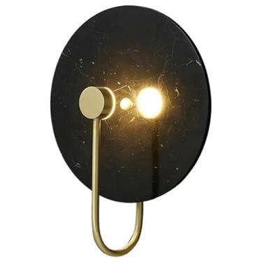 Imagem de Luminária de parede vintage de mármore redondo de meados do século, 12,6 pol., personalidade, sala de jantar, 5 W, luz quente, LED, fonte de luz, para fundo de quarto, parede, escada, corred