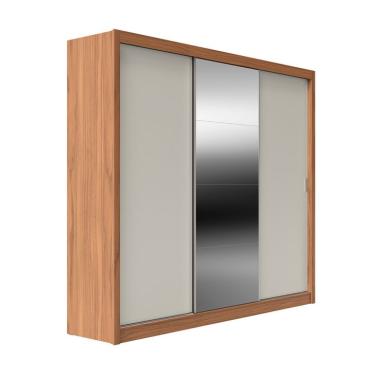 Imagem de Guarda-Roupa Casal com Espelho Montclair Flex 3 Portas 6 Gavetas Canela e Off White